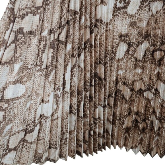 Lauren Ralph Lauren Animal Print A-Line Pleated Charmeuse Skirt Satin Size 16 - Picture 2 of 8